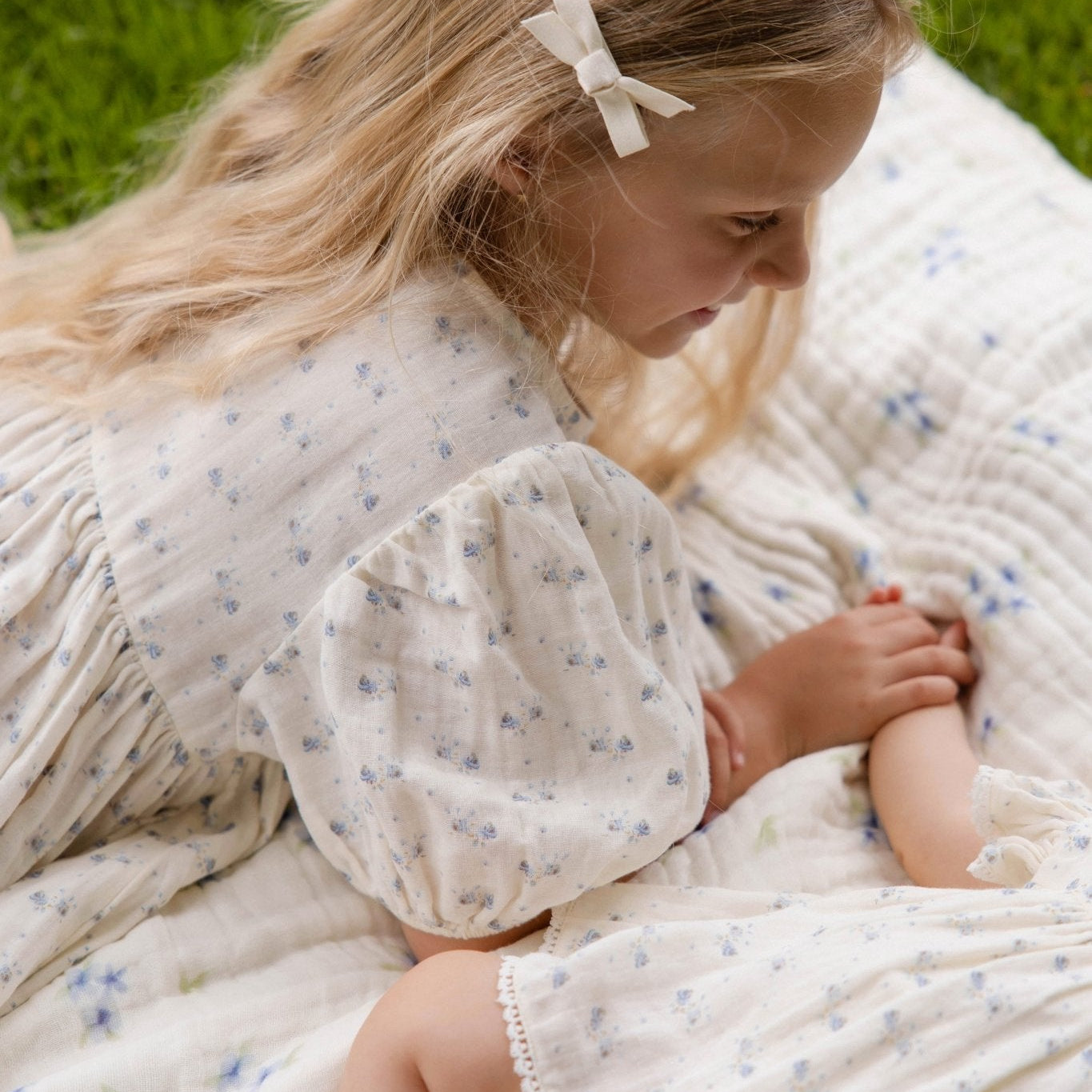 Organic Cotton Muslin Frannie Dress - Molly Blue - Bossy Beans