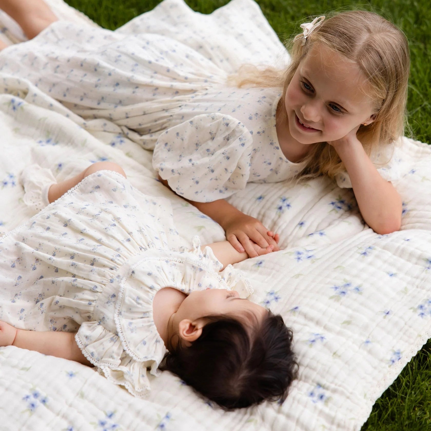 Organic Cotton Muslin Frannie Playsuit - Molly Blue - Bossy Beans