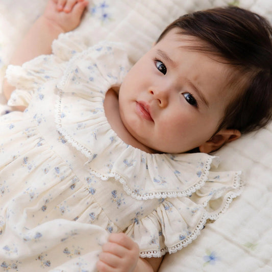 Organic Cotton Muslin Frannie Playsuit - Molly Blue - Bossy Beans