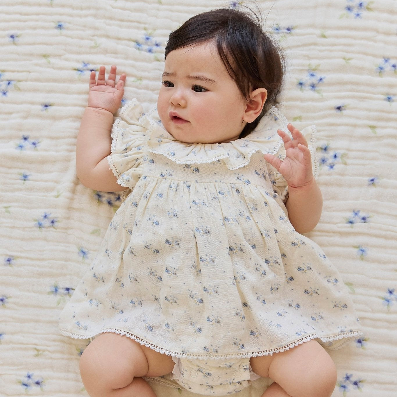 Organic Cotton Muslin Frannie Playsuit - Molly Blue - Bossy Beans