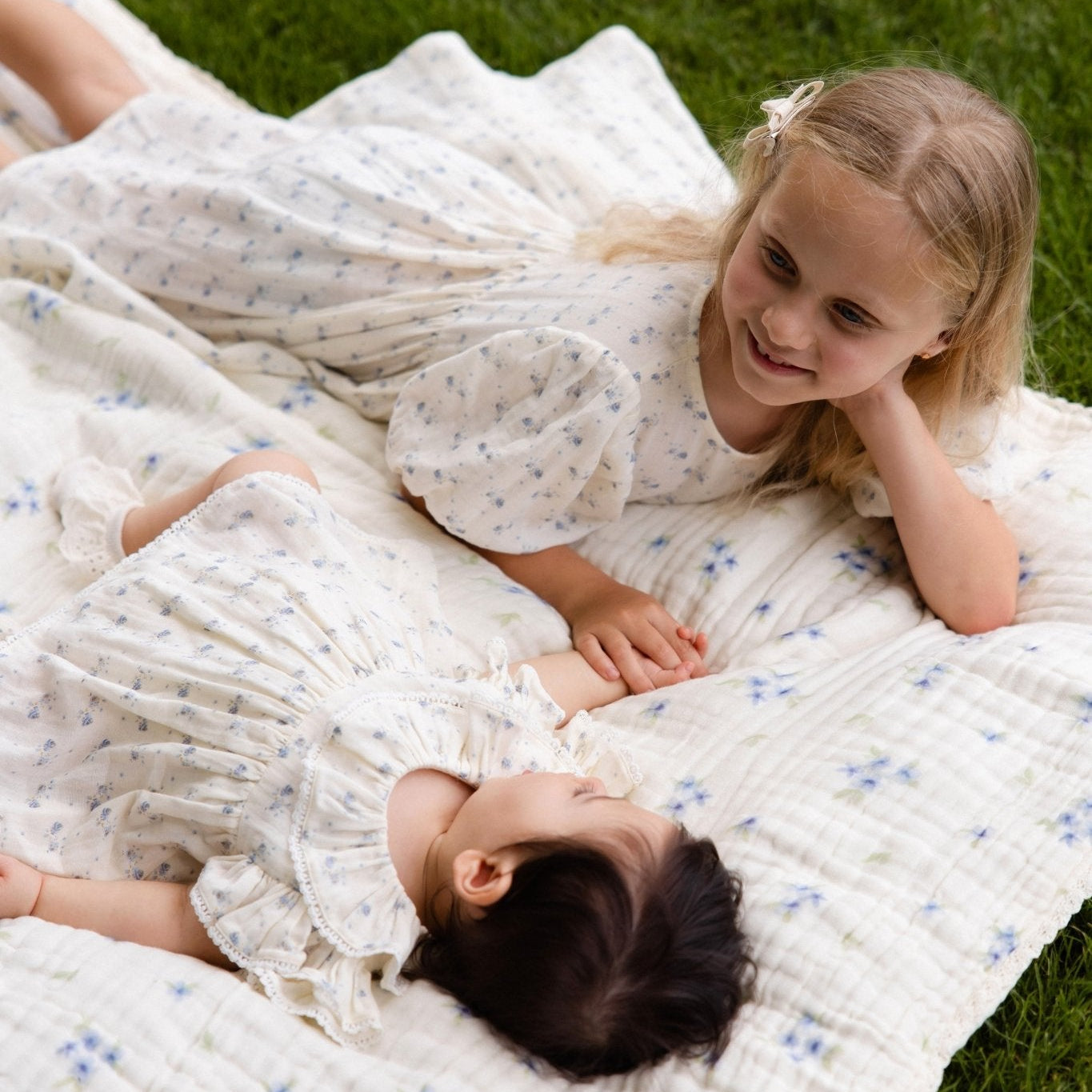 Organic Cotton Muslin Frannie Playsuit - Molly Blue - Bossy Beans