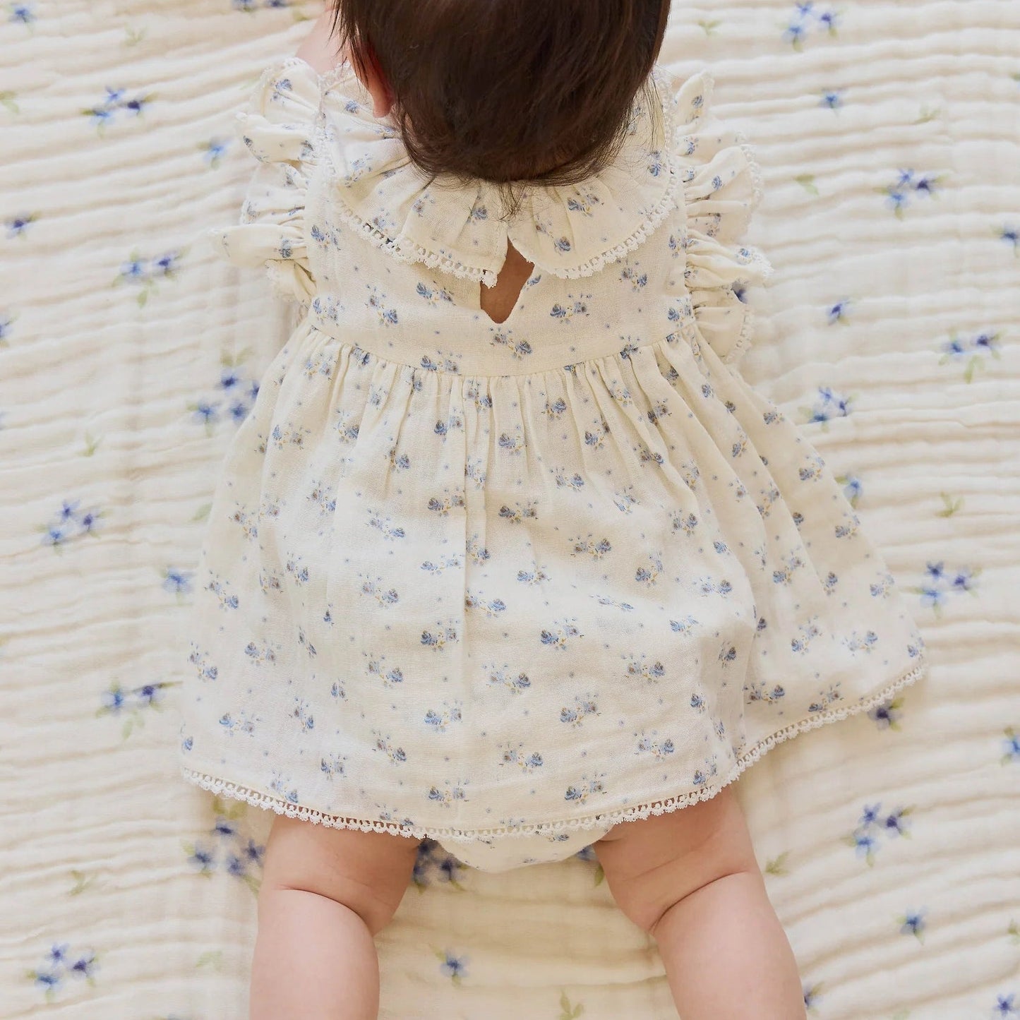 Organic Cotton Muslin Frannie Playsuit - Molly Blue - Bossy Beans