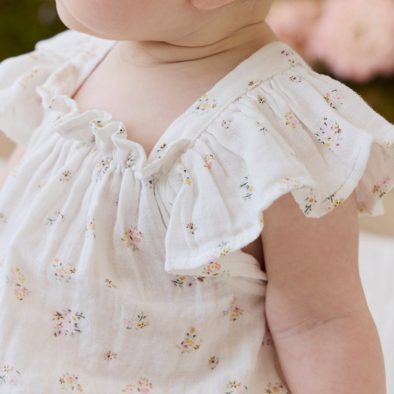 Organic Cotton Muslin Harriet Playsuit - Ayla Whisper - Bossy Beans