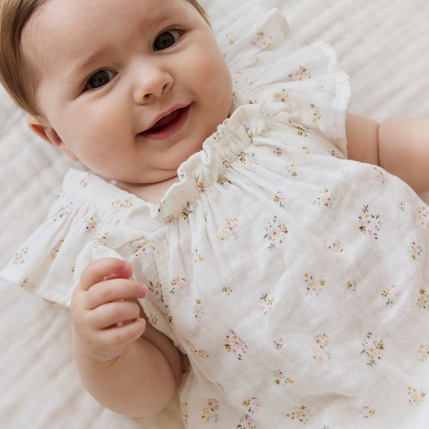 Organic Cotton Muslin Harriet Playsuit - Ayla Whisper - Bossy Beans