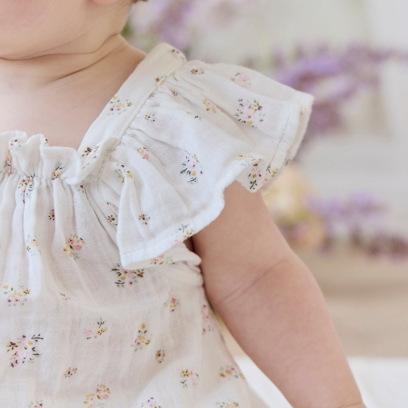 Organic Cotton Muslin Harriet Playsuit - Ayla Whisper - Bossy Beans