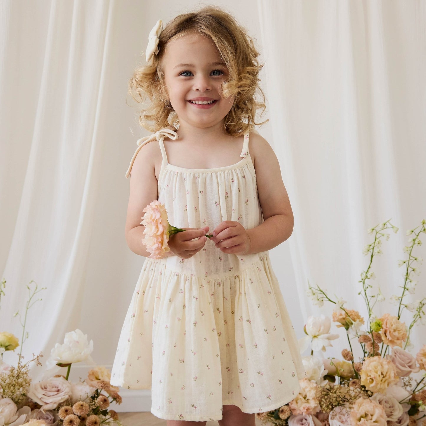 Organic Cotton Muslin Winnie Dress - Willow Rose - Bossy Beans