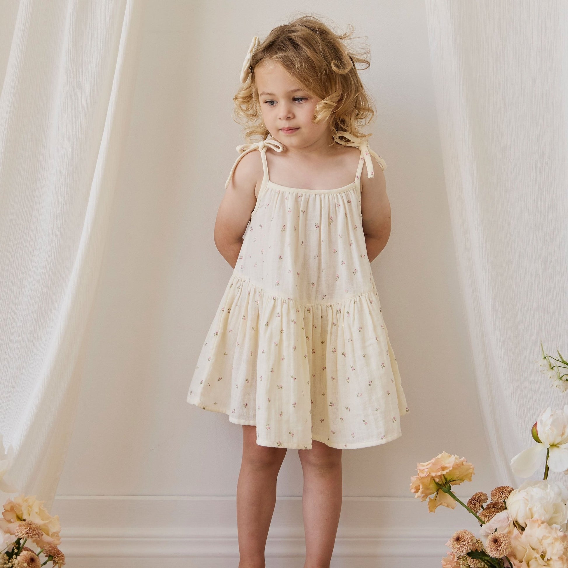 Organic Cotton Muslin Winnie Dress - Willow Rose - Bossy Beans