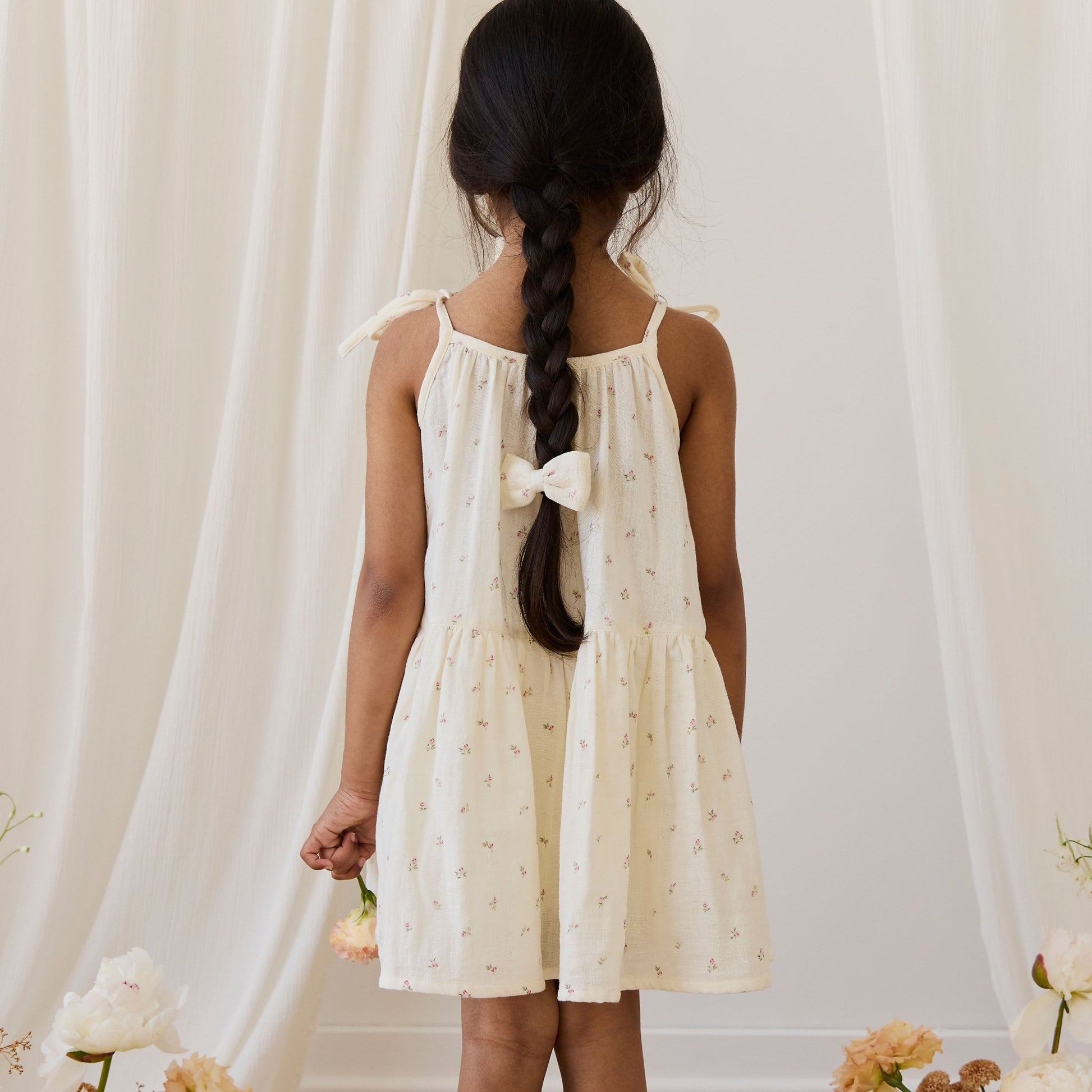 Organic Cotton Muslin Winnie Dress - Willow Rose - Bossy Beans