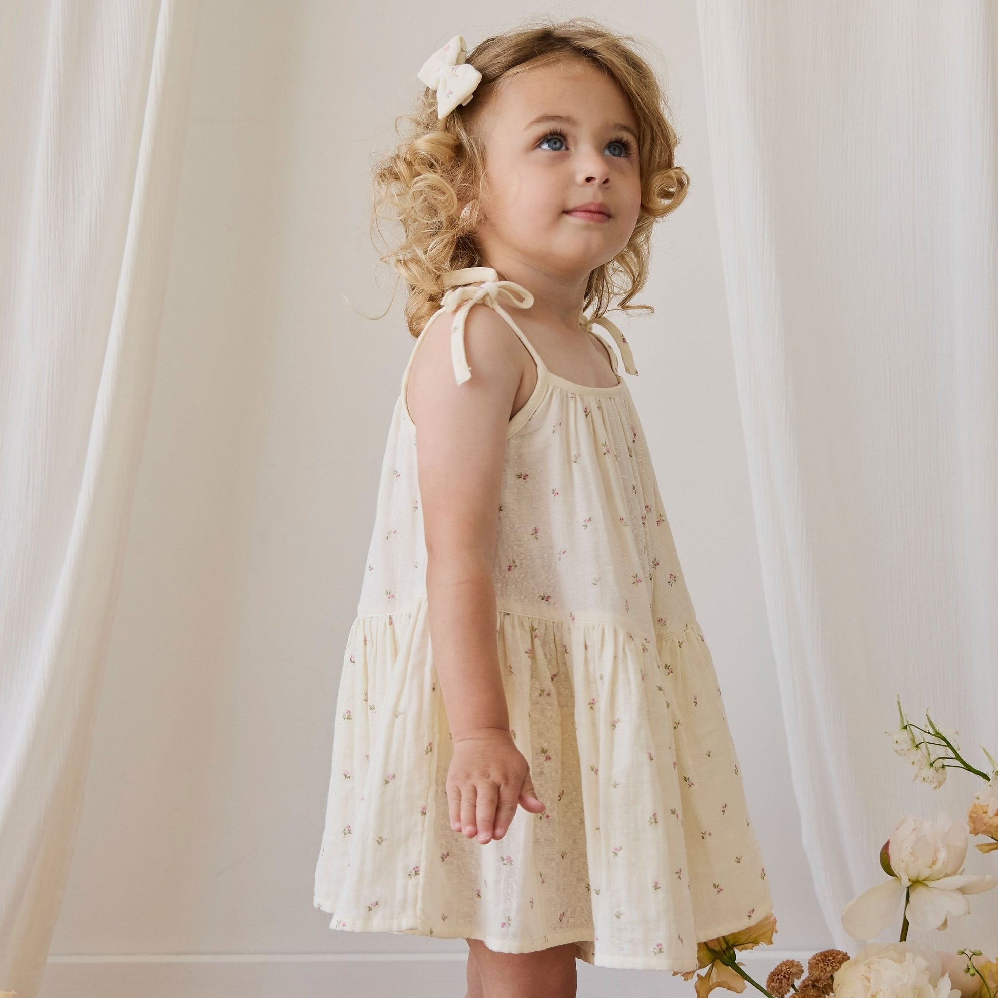 Organic Cotton Muslin Winnie Dress - Willow Rose - Bossy Beans