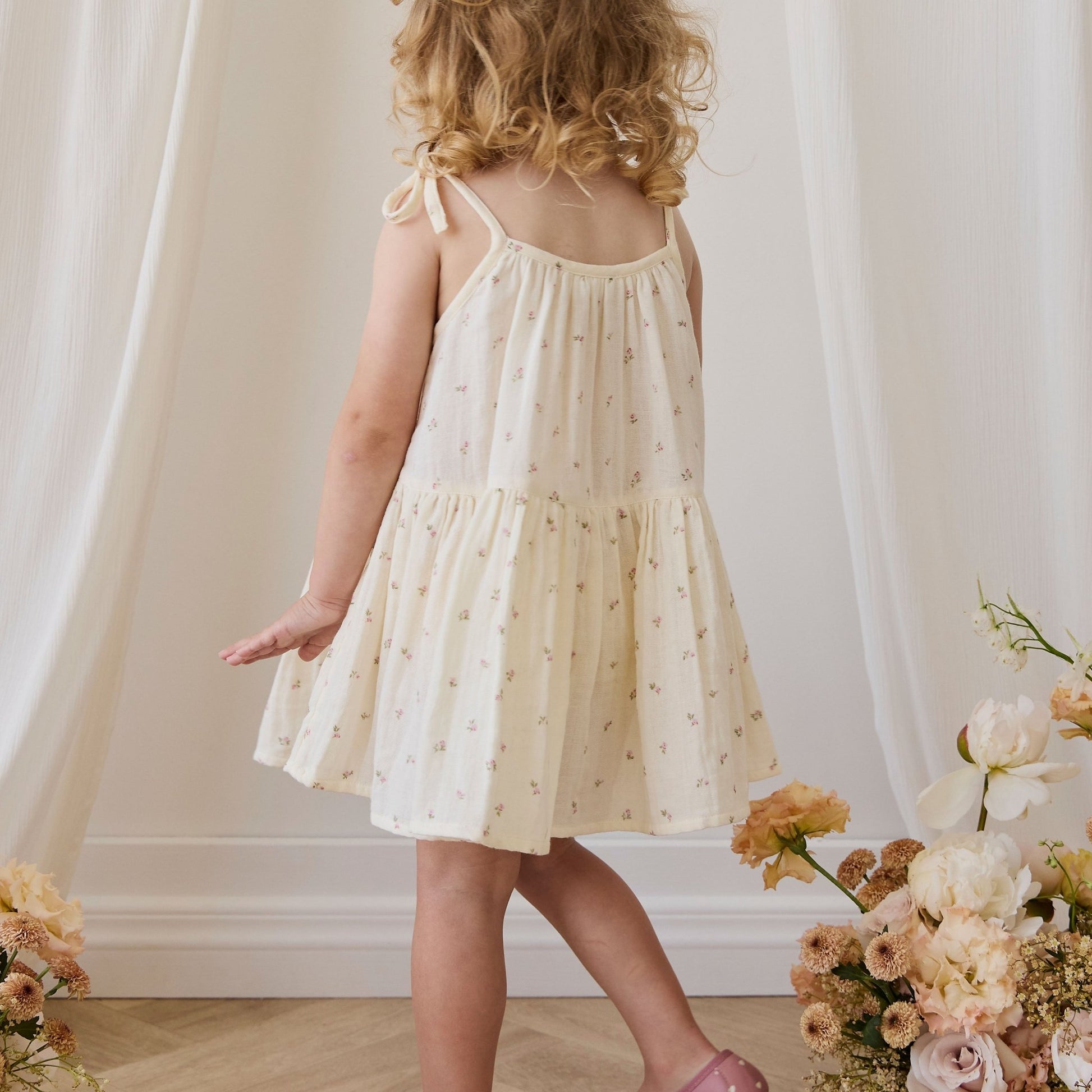 Organic Cotton Muslin Winnie Dress - Willow Rose - Bossy Beans