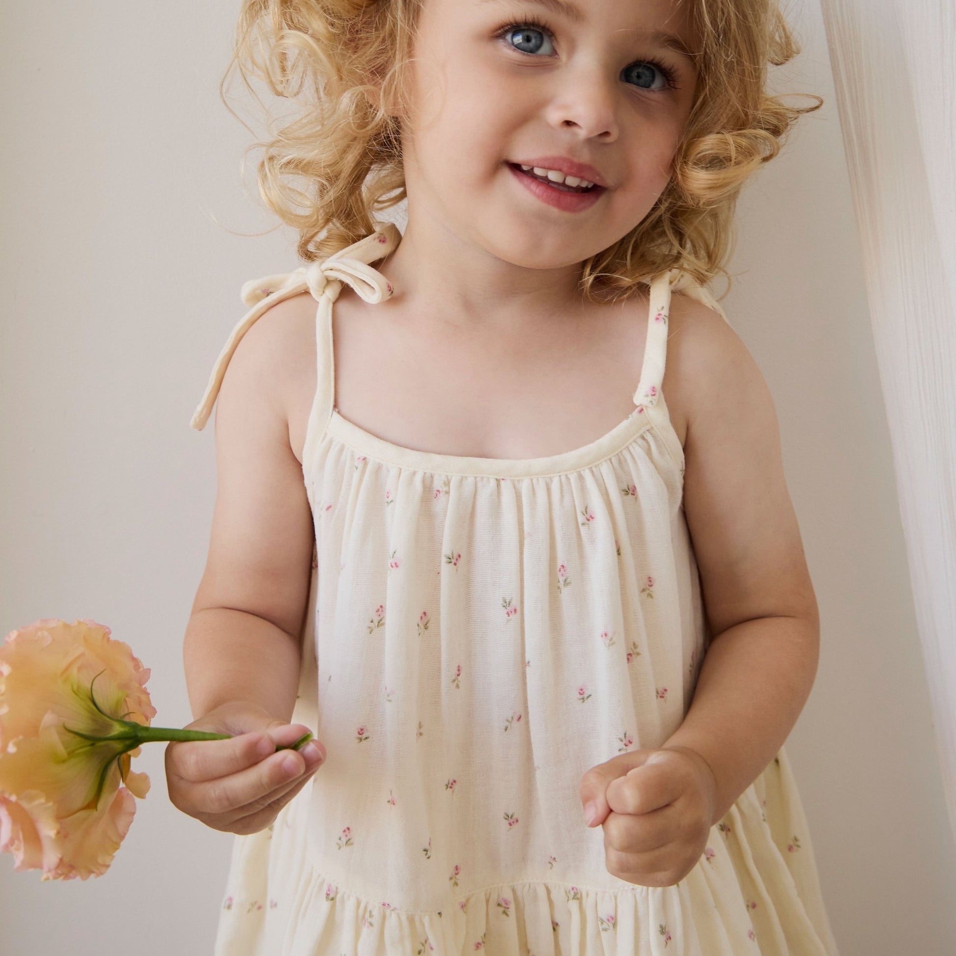 Organic Cotton Muslin Winnie Dress - Willow Rose - Bossy Beans