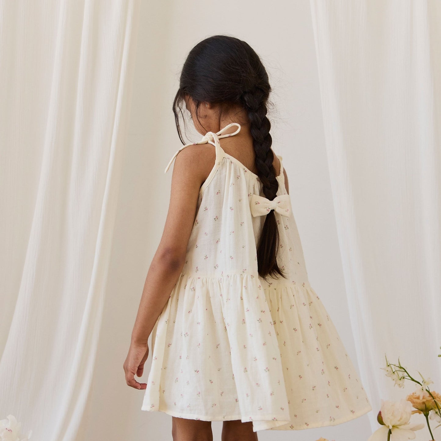 Organic Cotton Muslin Winnie Dress - Willow Rose - Bossy Beans