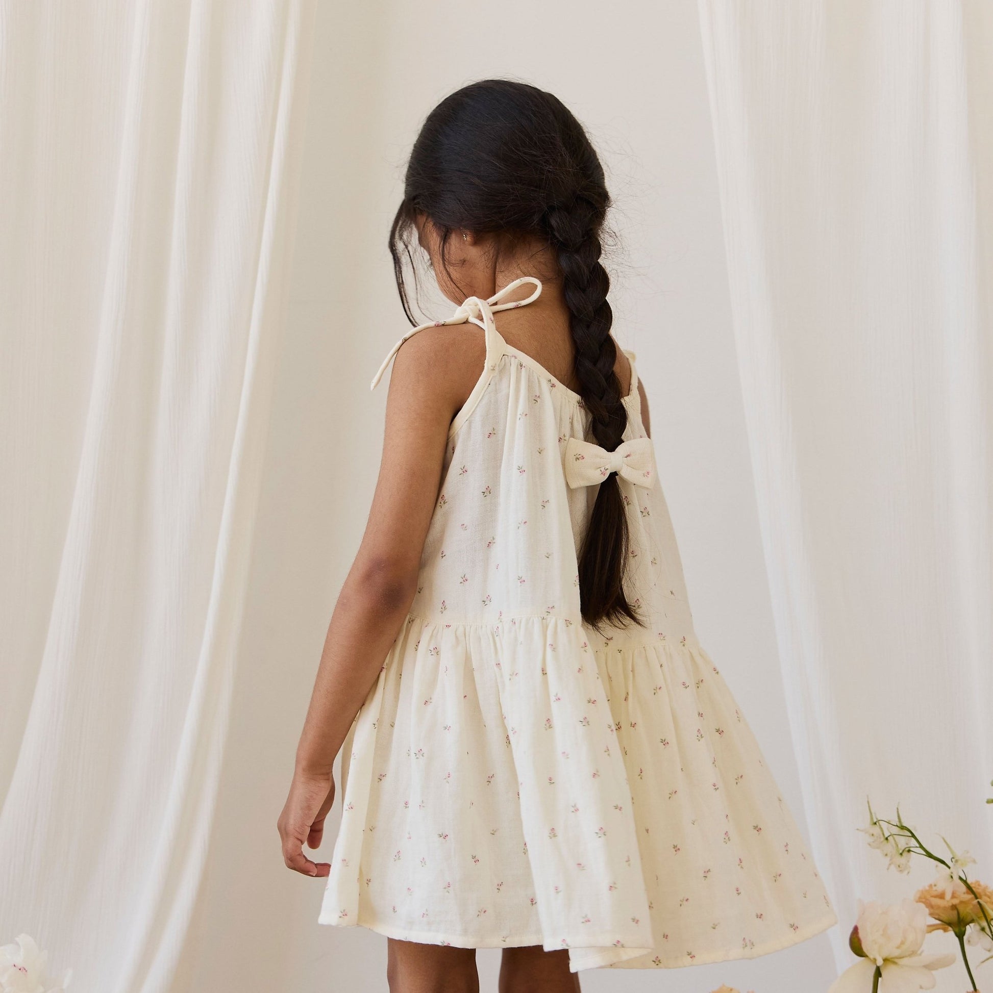 Organic Cotton Muslin Winnie Dress - Willow Rose - Bossy Beans