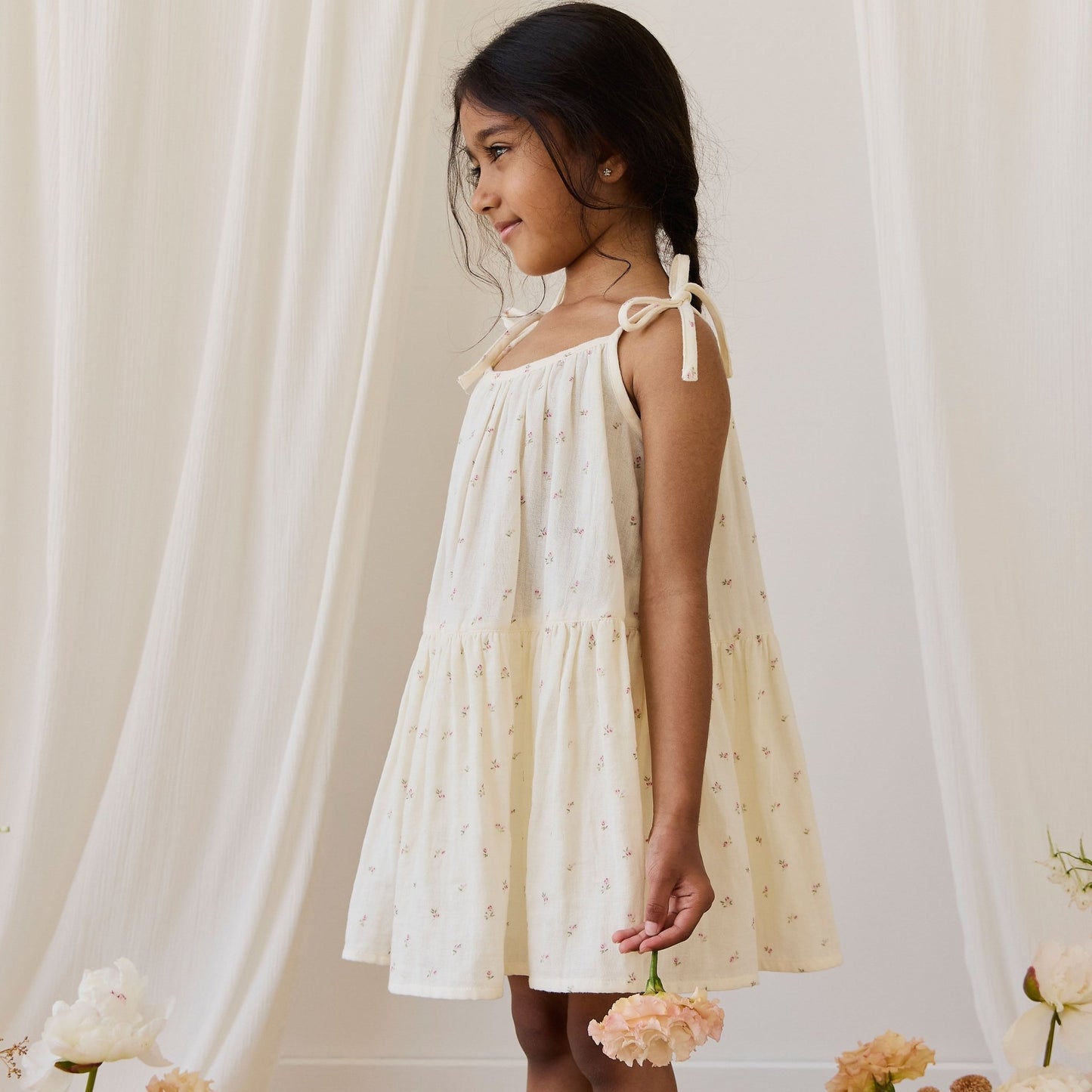 Organic Cotton Muslin Winnie Dress - Willow Rose - Bossy Beans