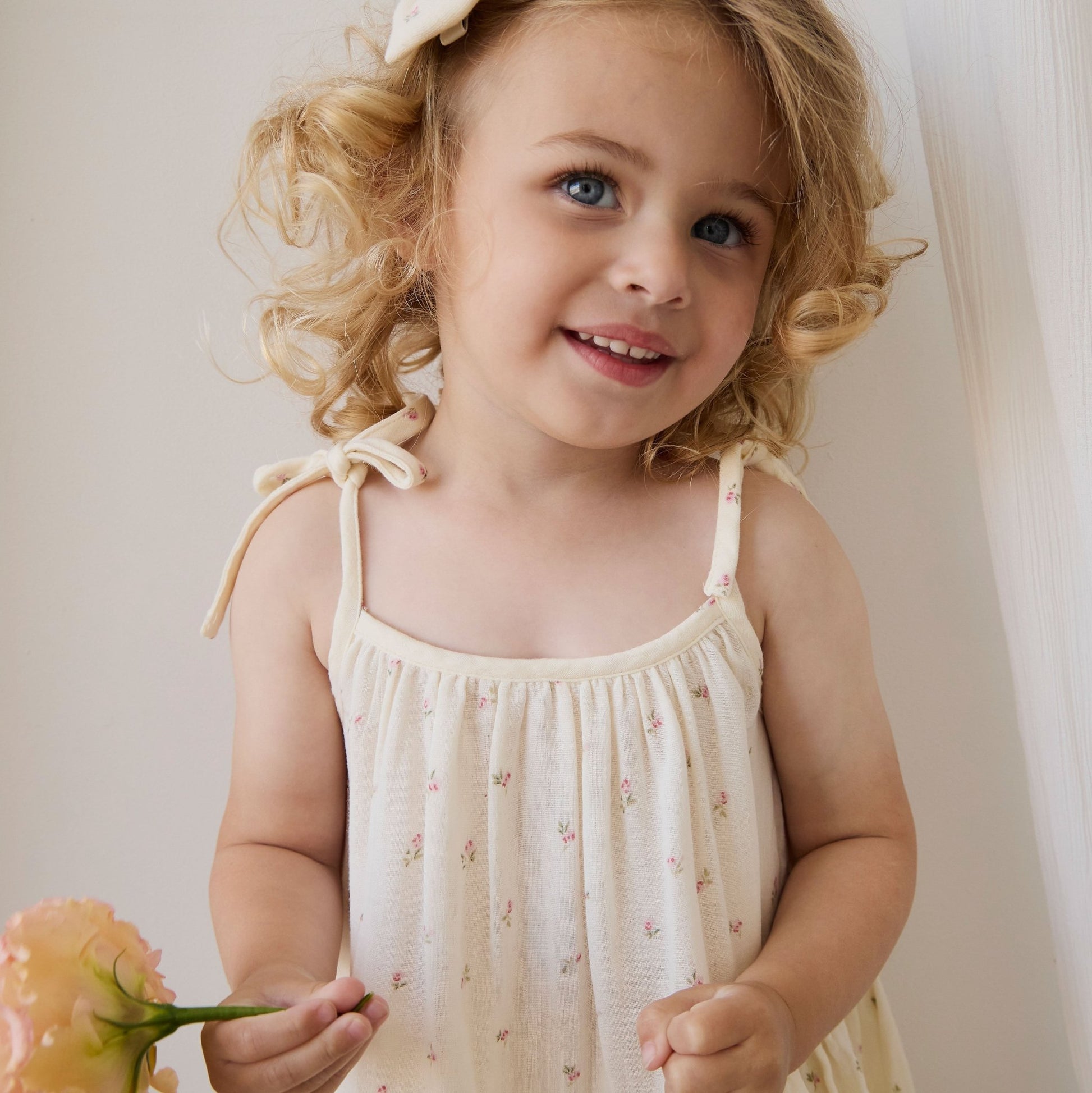 Organic Cotton Muslin Winnie Dress - Willow Rose - Bossy Beans