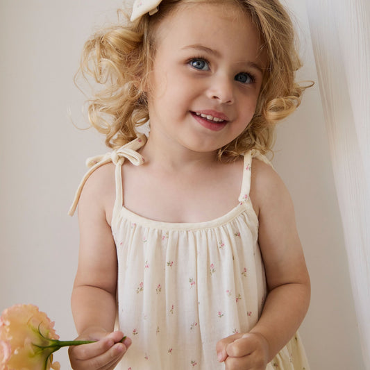 Organic Cotton Muslin Winnie Dress - Willow Rose - Bossy Beans