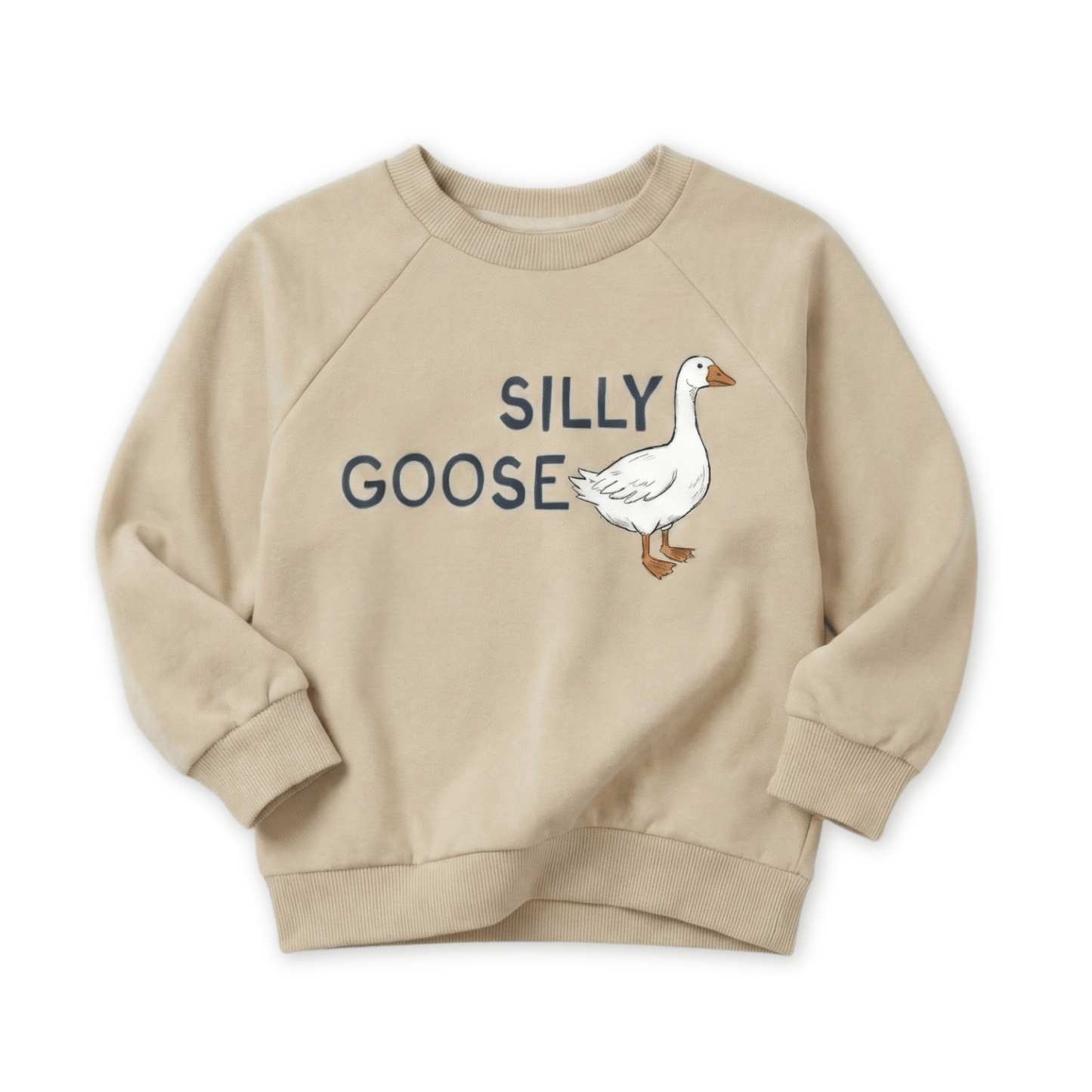 Organic Cotton Sweatshirt - Silly Goose (Sage) - Bossy Beans
