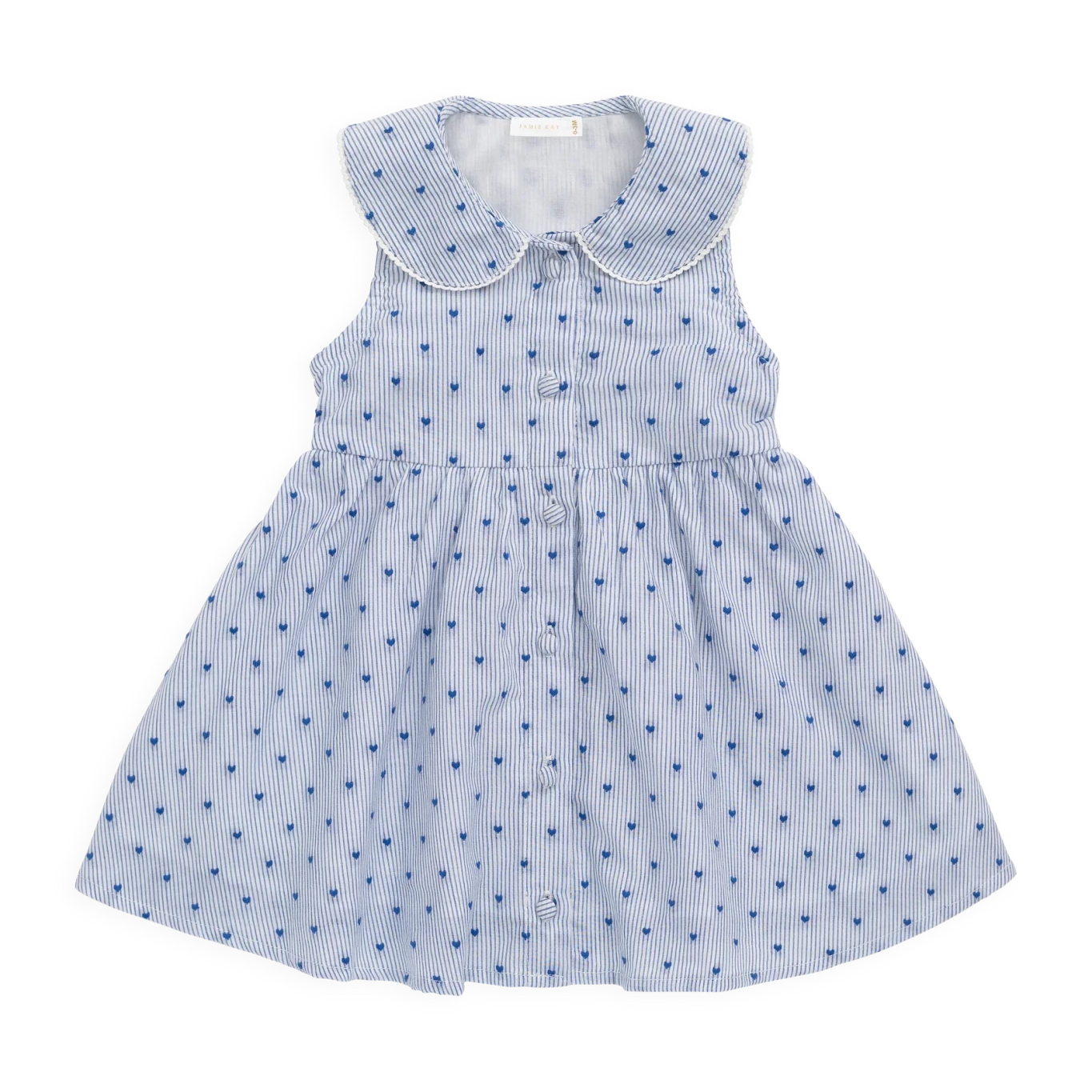 Organic Cotton Wisteria Dress - Mon Amour Stripe Indigo - Bossy Beans