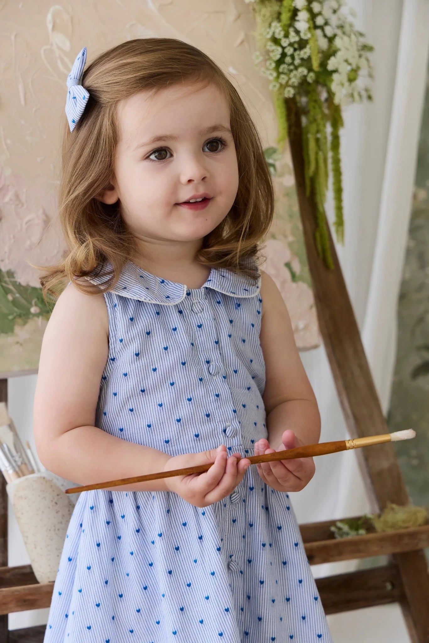 Organic Cotton Wisteria Dress - Mon Amour Stripe Indigo - Bossy Beans