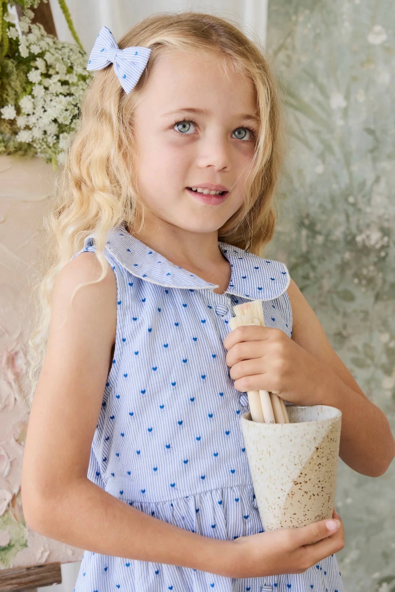 Organic Cotton Wisteria Dress - Mon Amour Stripe Indigo - Bossy Beans