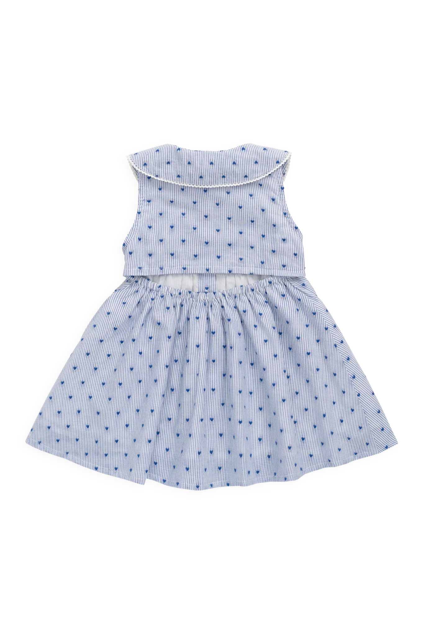 Organic Cotton Wisteria Dress - Mon Amour Stripe Indigo - Bossy Beans