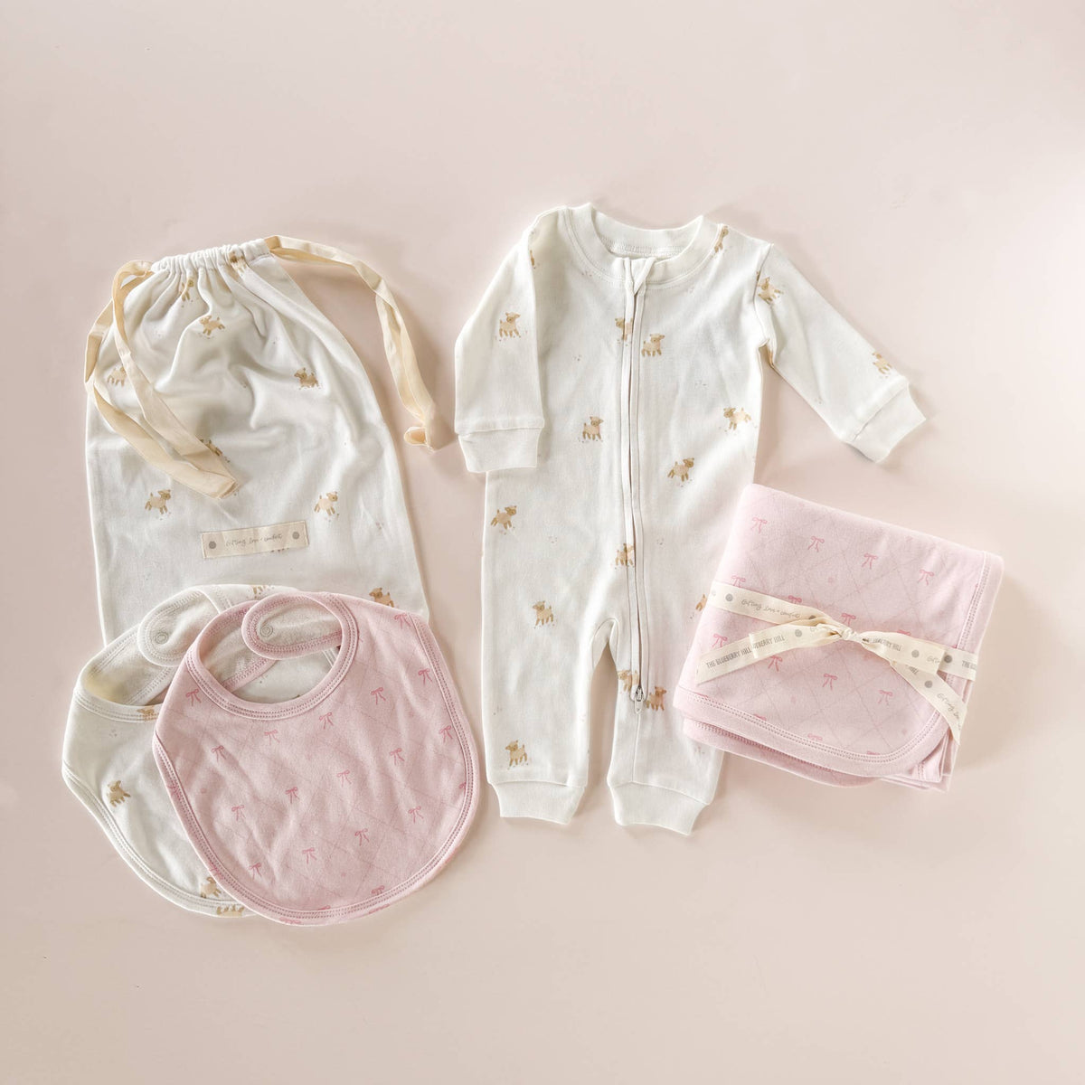 Organic Cotton Zipper Romper - Lamb - Bossy Beans