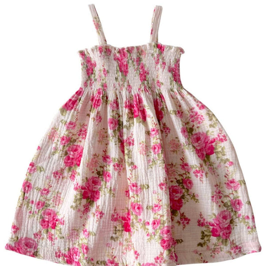 Organic Muslin Smocked Tube Dress: Country Daydream - Bossy Beans