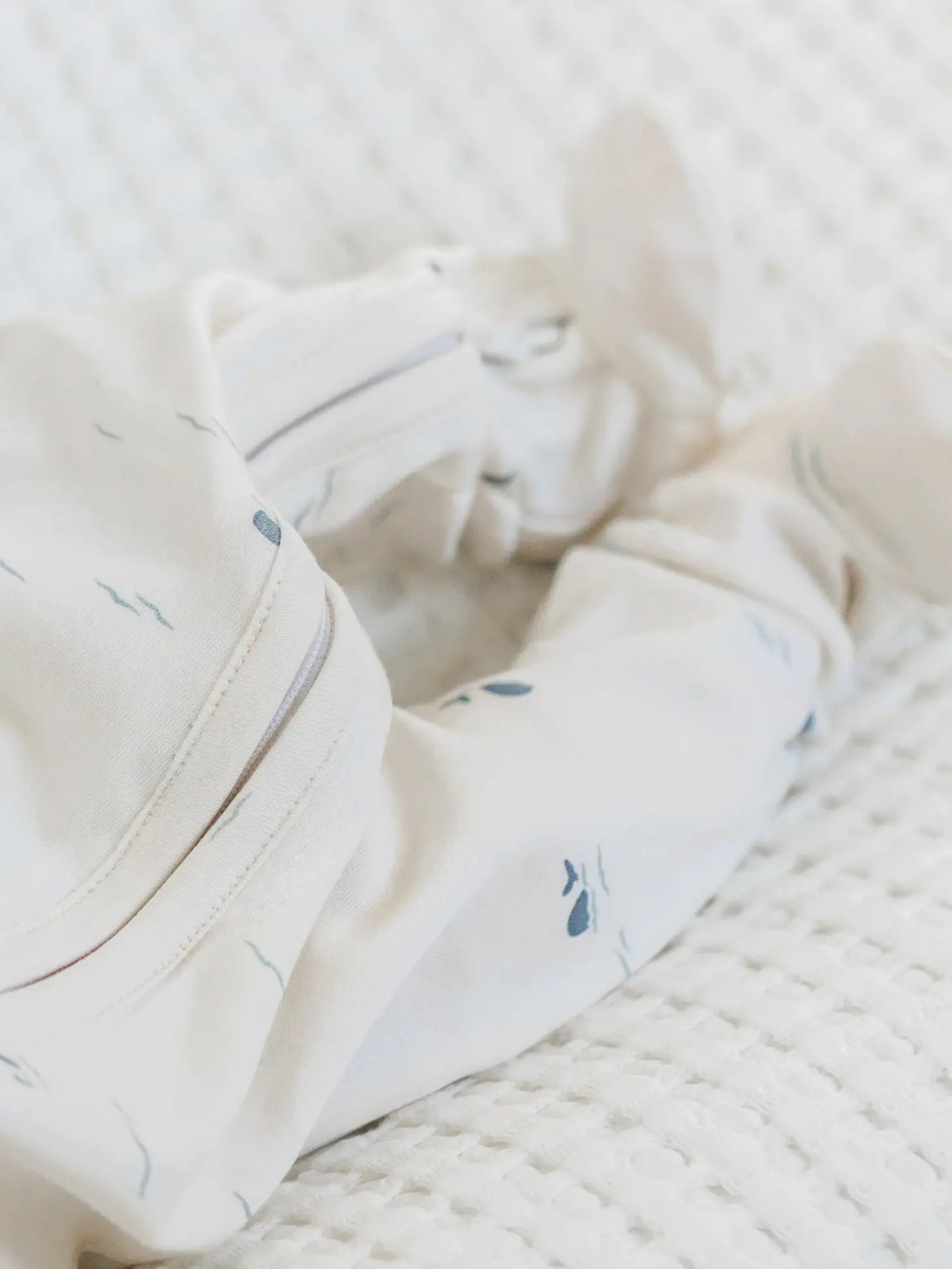 Organic Peyton Footed Sleeper - Whales / Harbor - Bossy Beans