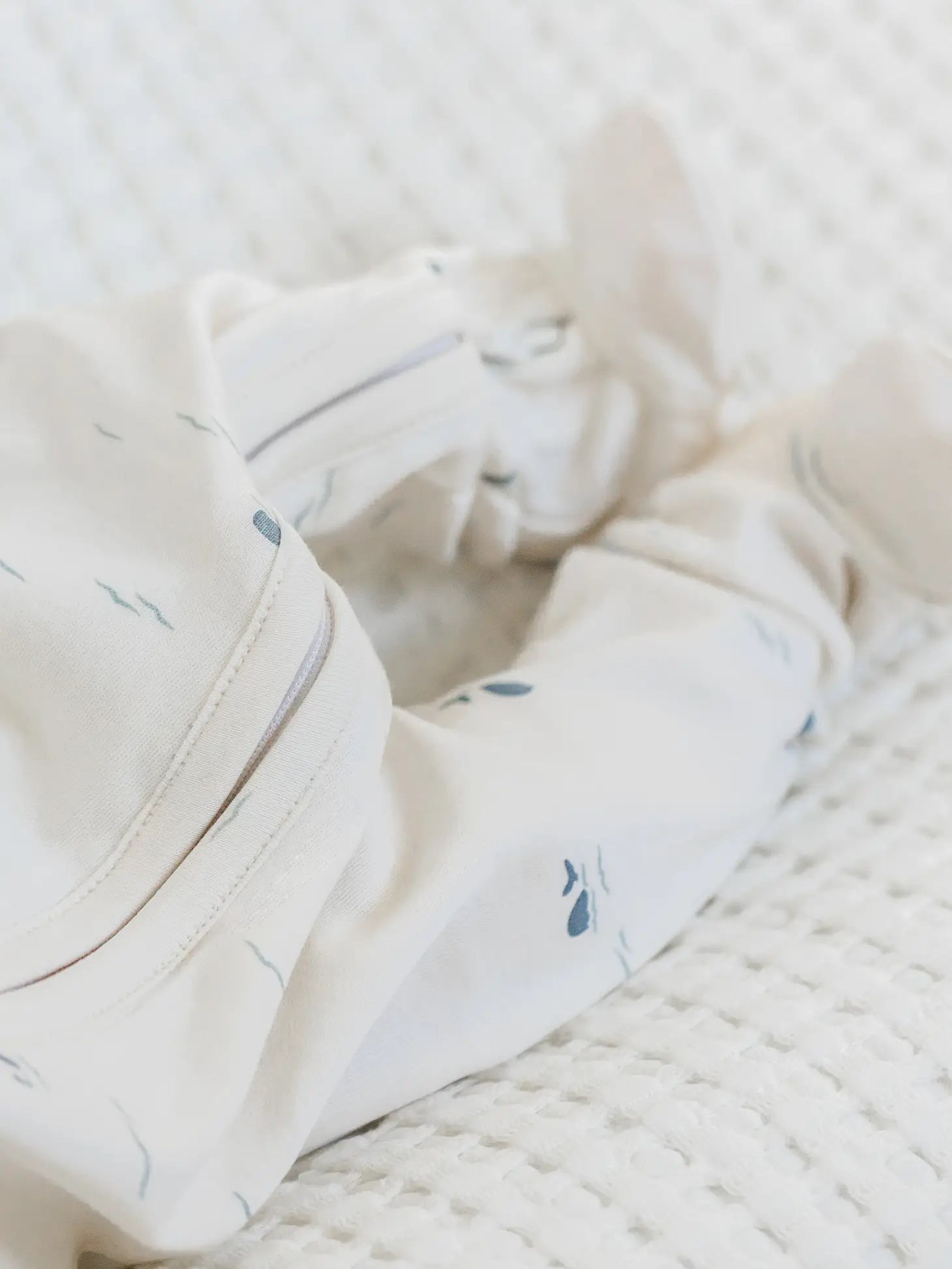 Organic Peyton Footed Sleeper - Whales / Harbor - Bossy Beans