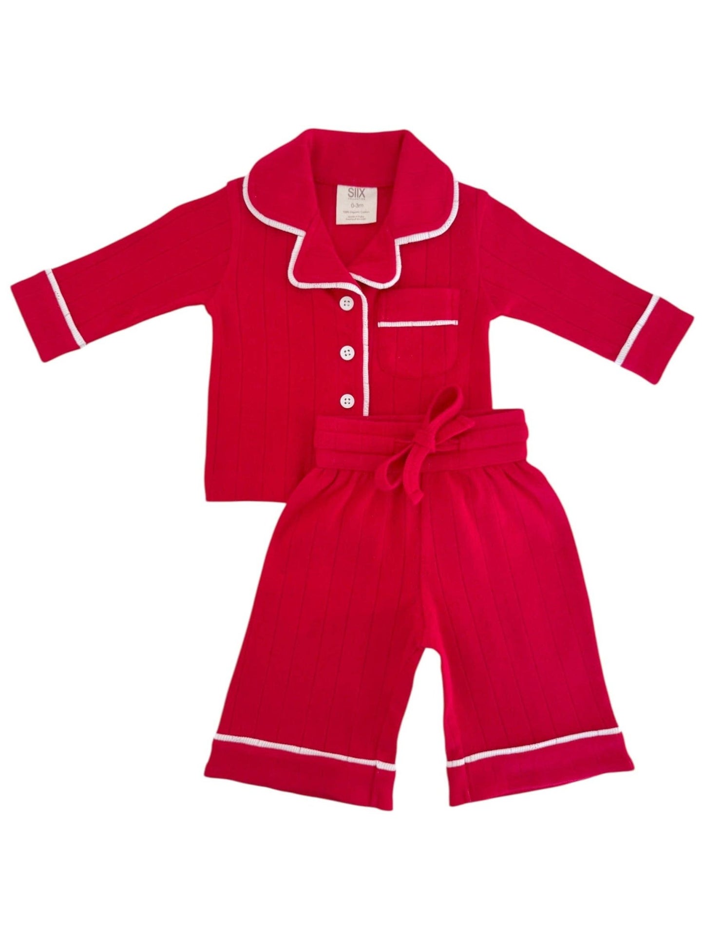 Organic Pointelle Lounge Set: Red - Bossy Beans