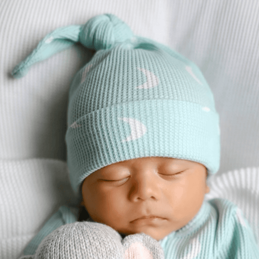 Organic Waffle Knot Beanie: Light Blue Moon - Bossy Beans