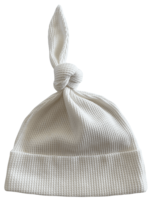 Organic Waffle Knot Beanie: Winter White - Bossy Beans