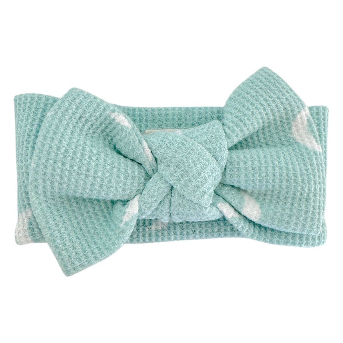 Organic Waffle Knot Bow: Light Blue Moon - Bossy Beans