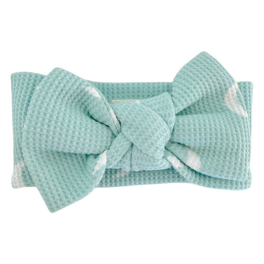 Organic Waffle Knot Bow: Light Blue Moon - Bossy Beans