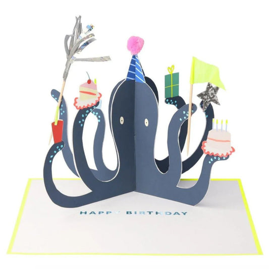 Party Octopus Stand - Up Birthday Card - Bossy Beans