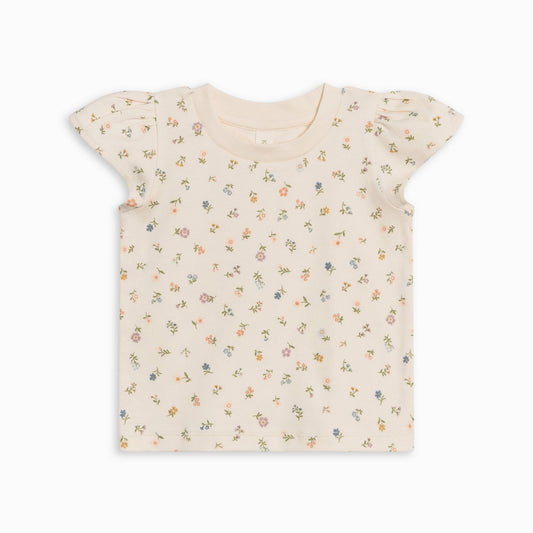 Pearl Petal Sleeve Tee - Petaline Floral / Fog + Fern - Bossy Beans