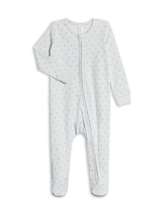 Peyton Zipper Sleeper - Tee Time / Powder + Laguna - Bossy Beans