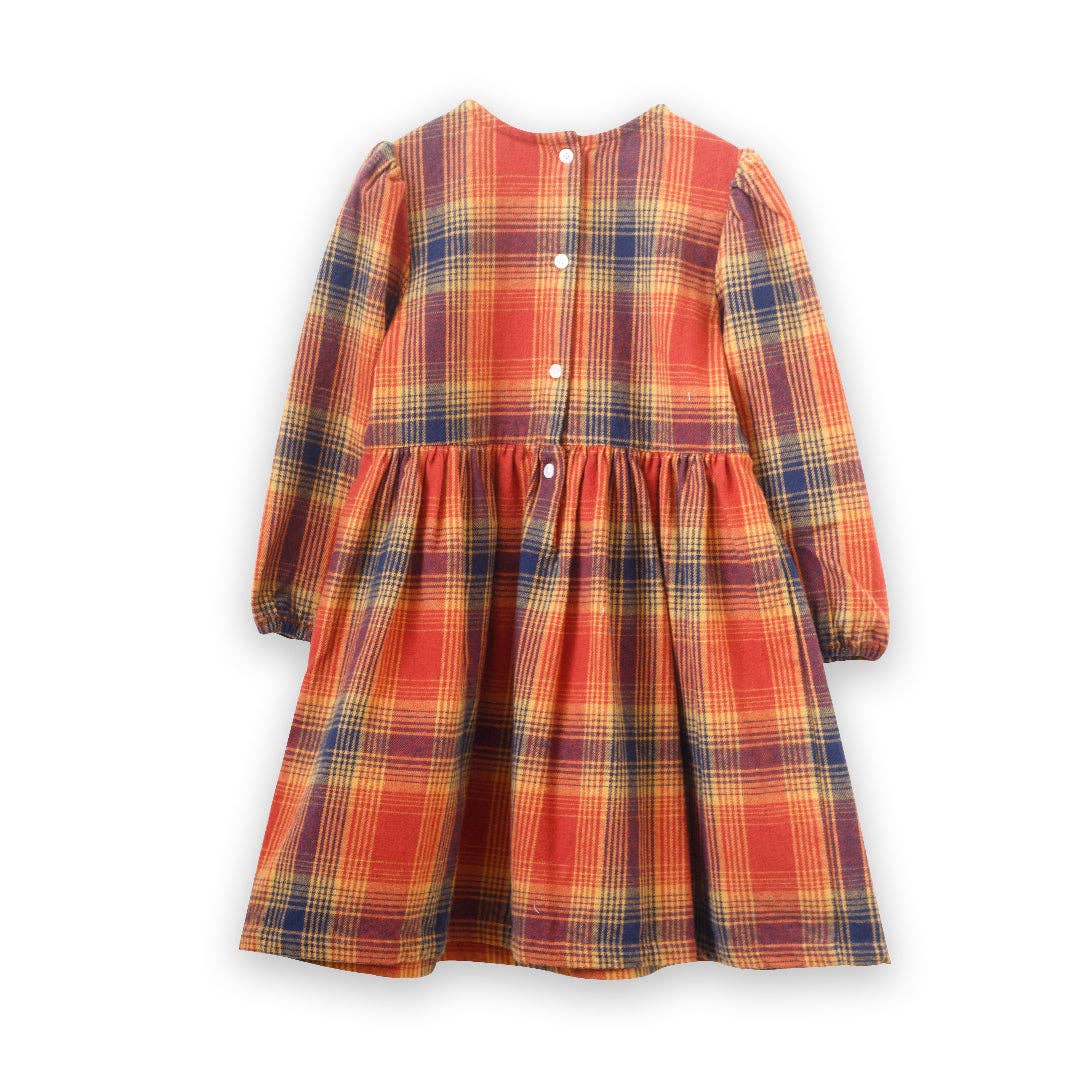 Phoebe Dress | Orange Winter Plaid - Bossy Beans