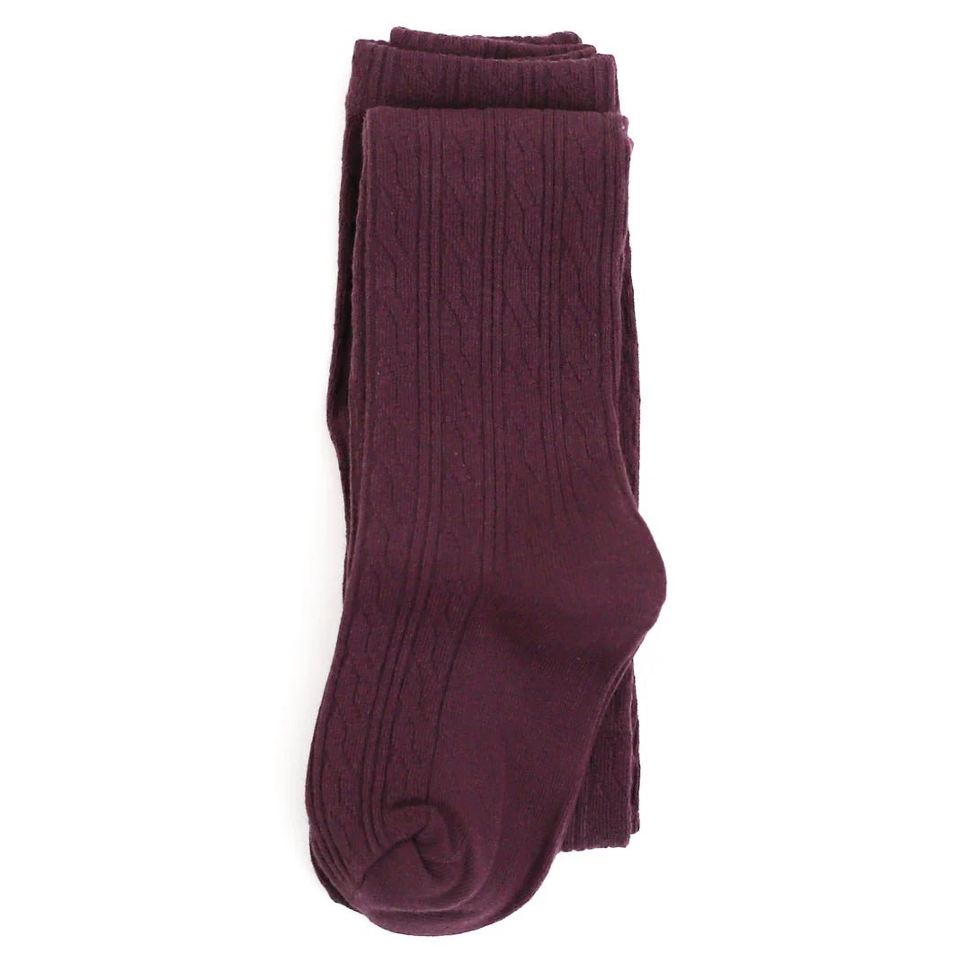 Plum Cable Knit Tights - Bossy Beans