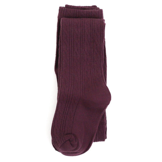 Plum Cable Knit Tights - Bossy Beans