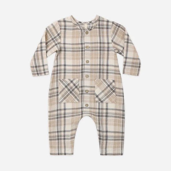 Pocketed Woven Jumpsuit: Fall Plaid - Bossy Beans