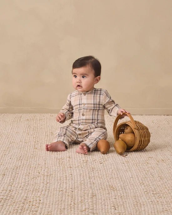 Pocketed Woven Jumpsuit: Fall Plaid - Bossy Beans