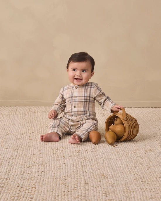 Pocketed Woven Jumpsuit: Fall Plaid - Bossy Beans