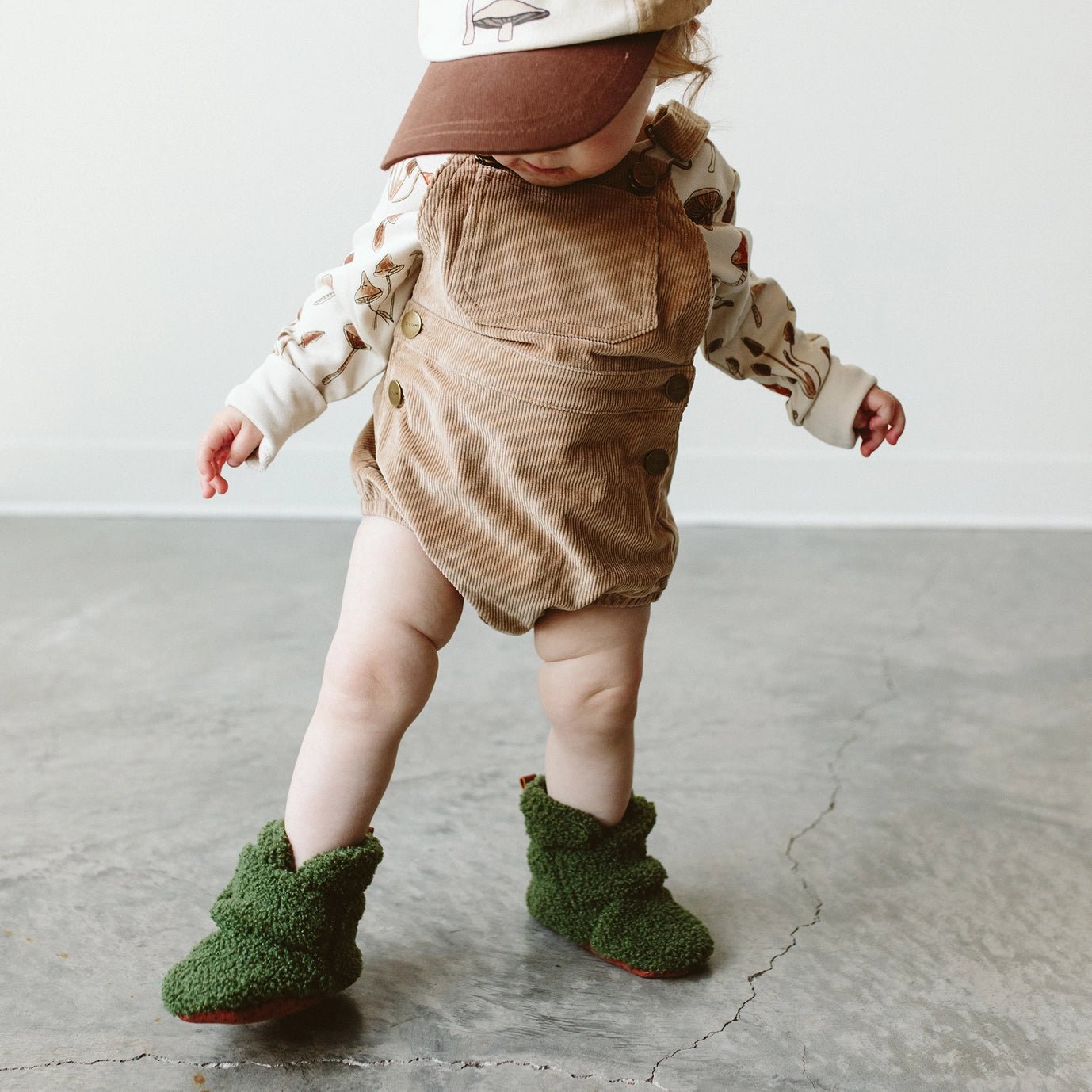 Recycled Sherpa Baby Stay - On Boots - Spruce - Bossy Beans