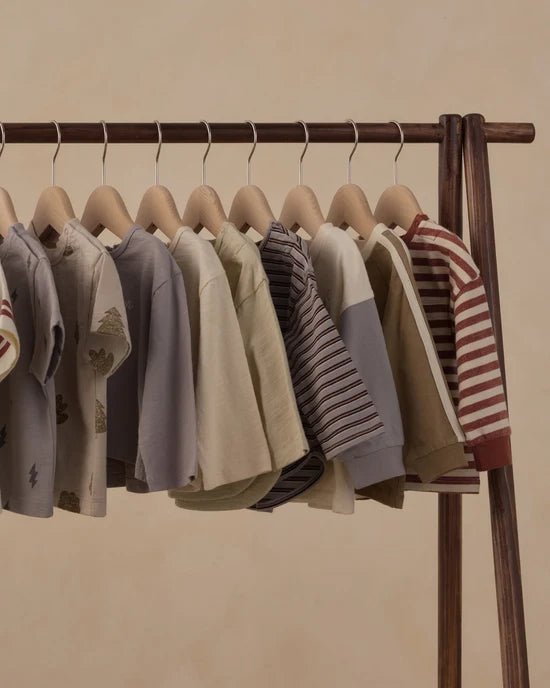 Relaxed Long Sleeve Tee: Brick Stripe - Bossy Beans