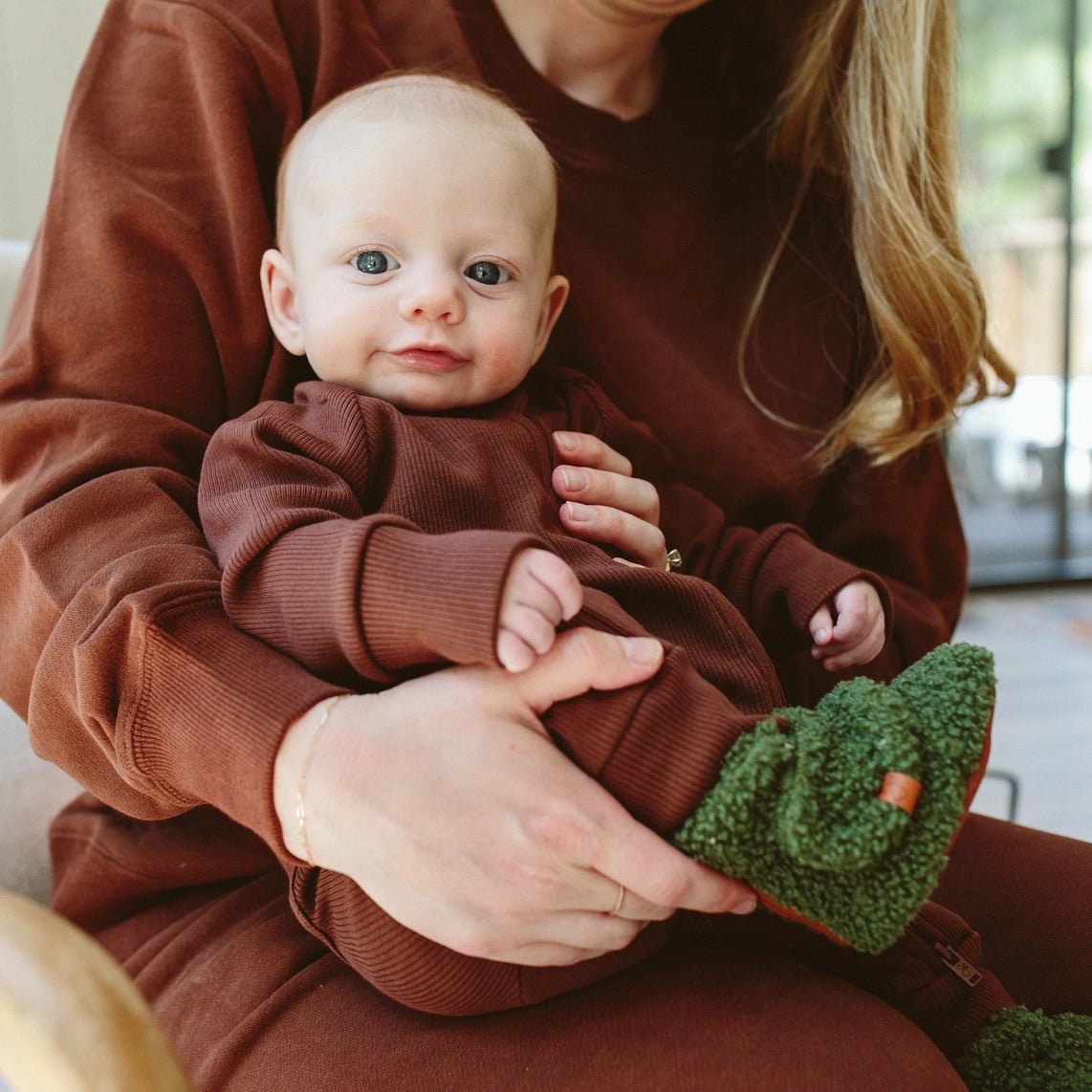 Rib Knit Zipper Romper - Redwood - Bossy Beans
