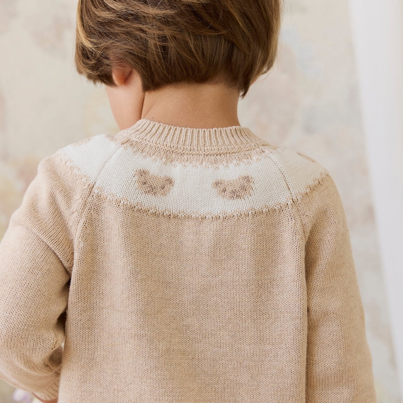 Riley Cardigan - Riley Jacquard - Wheaten Marle - Bossy Beans