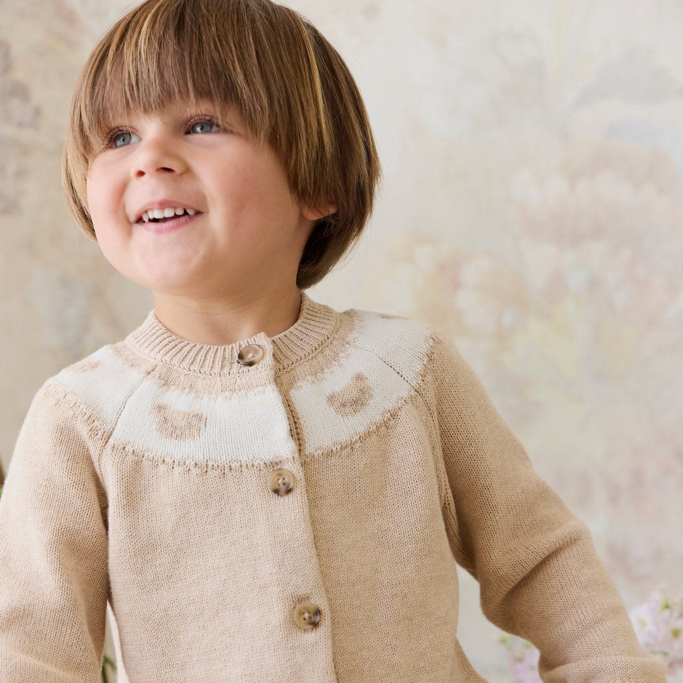 Riley Cardigan - Riley Jacquard - Wheaten Marle - Bossy Beans