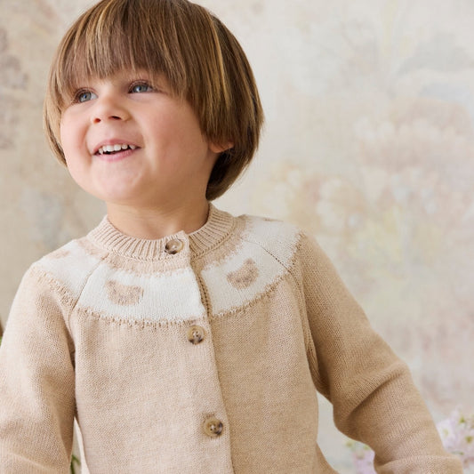Riley Cardigan - Riley Jacquard - Wheaten Marle - Bossy Beans