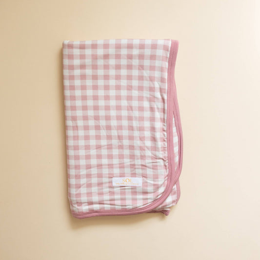 Rose Gingham Bamboo Blanket - Bossy Beans